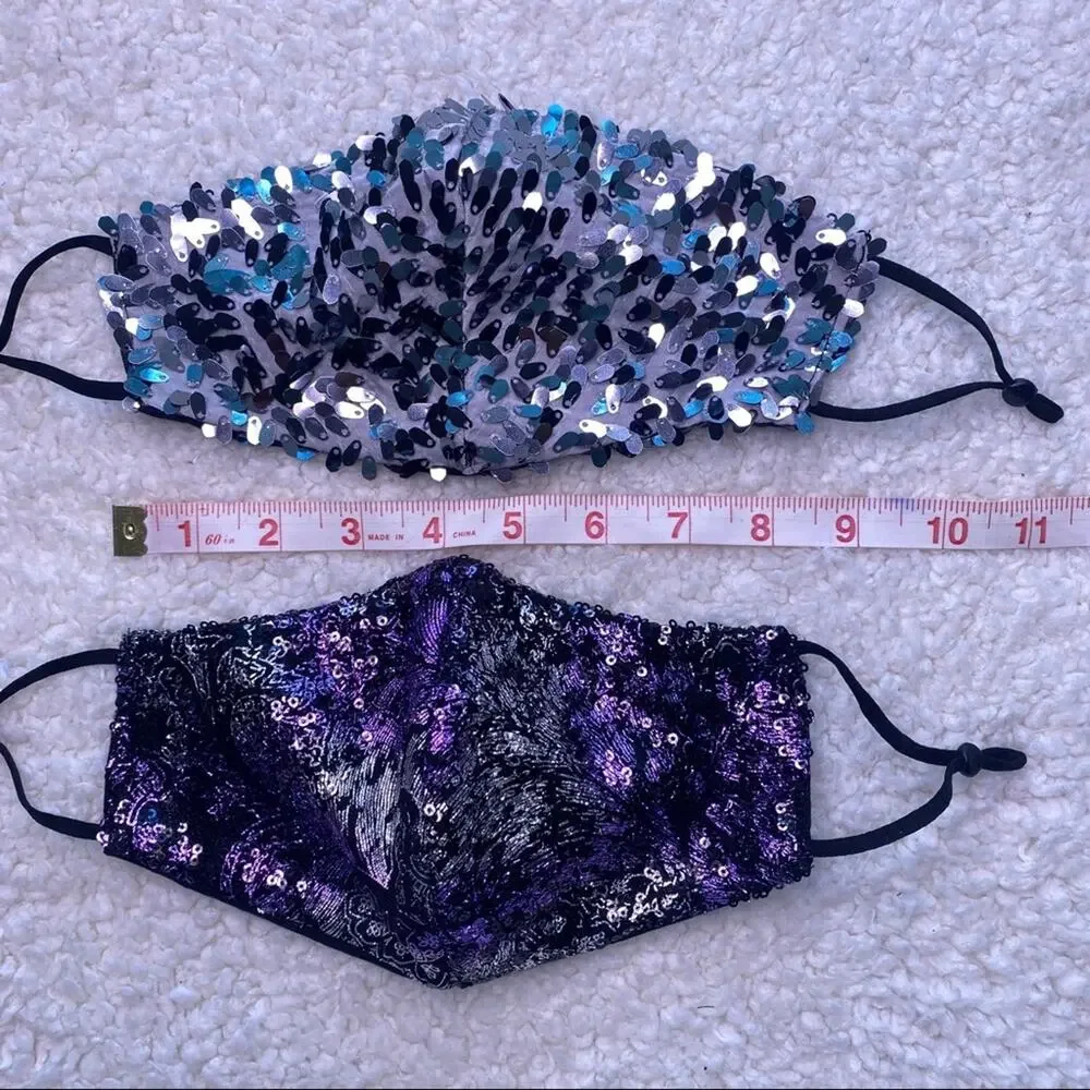 Purple and Silver Sequin Masks Lot of 2.